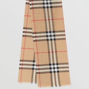 Burberry Lightweight Check Wool And Silk Scarf